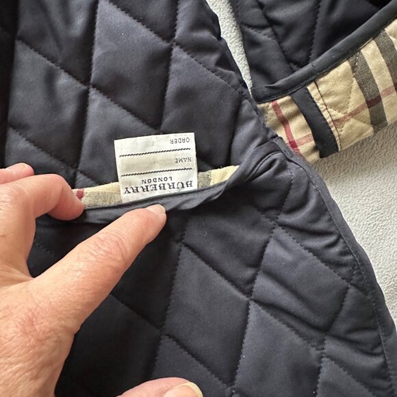 Burberry London Jacket Womens Medium Diamond Quilt Button Nova Check Lined Navy - Picture 7 of 8